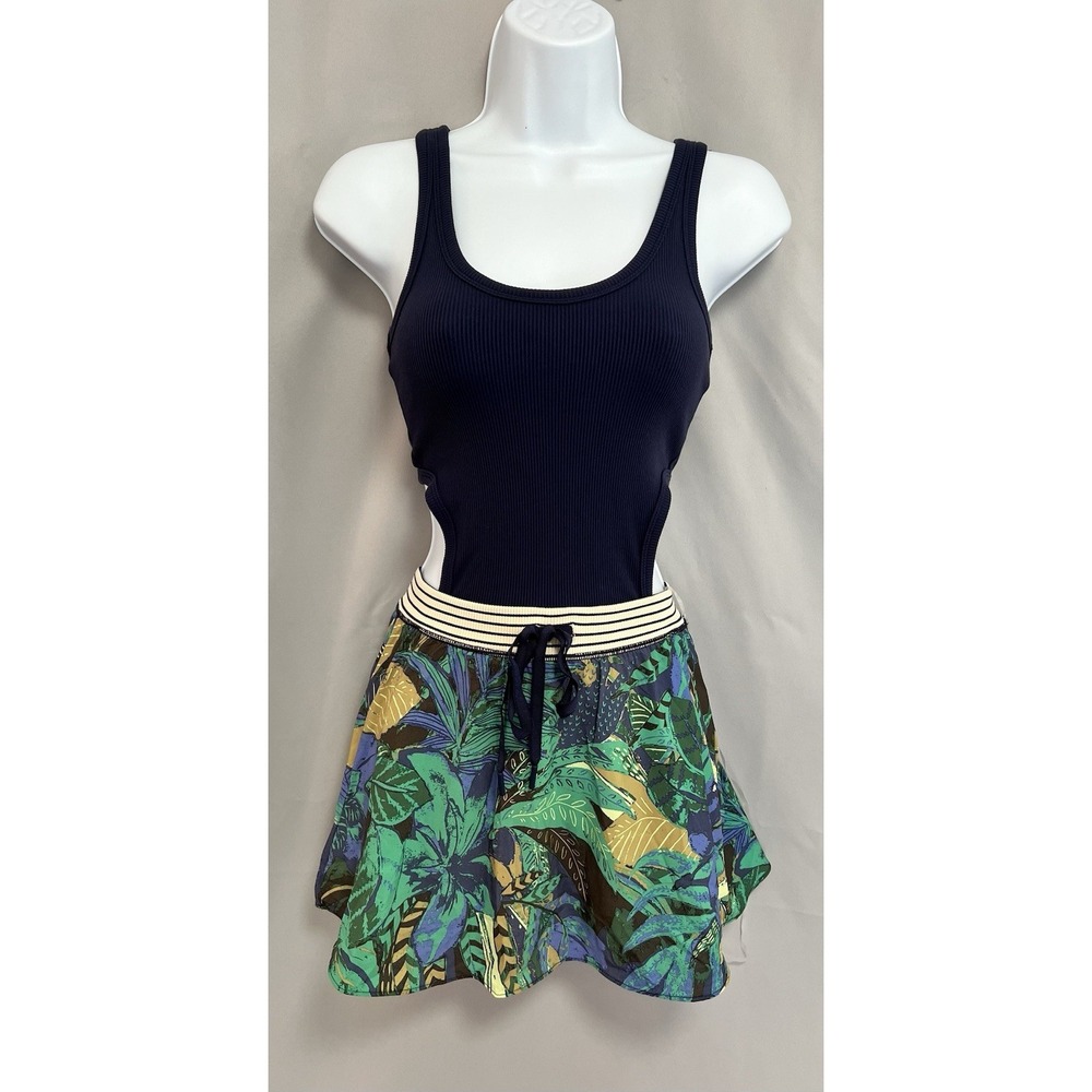 Offline by Aerie Ribbed Cut Out Romper Skort Dress Sz XXS Tropical‎ Vacation NWT